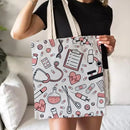 Bolsa de Ombro de Lona com Estampa Dupla Face para Enfermeiras, Bolsa de Compras Moderna, Bolsas de Presente - Promoção Quente