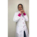 Jaleco Feminino Acinturado Oxford com Punho e botão Preto ou vermelho