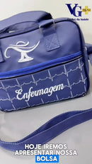 Bolsa Enfermagem Luxo com Eletrocardiograma Bordado - Alça Transversal e Zíper
