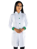 Jaleco Feminino Acinturado Oxford com Punho e botão Preto ou vermelho