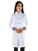 Jaleco Feminino Acinturado Oxford com Punho e botão Preto ou vermelho